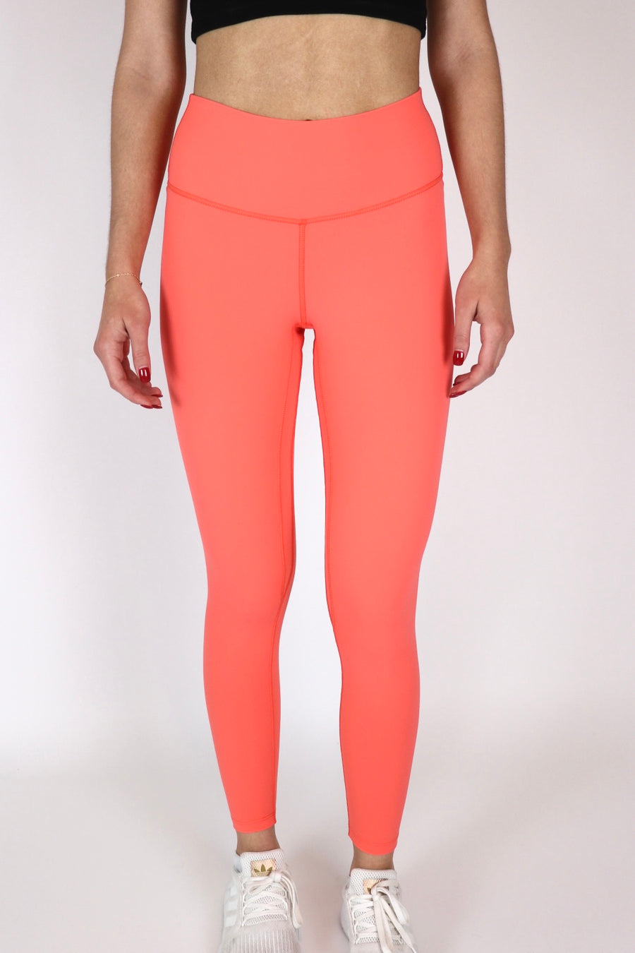 Frenchtrendz Cotton Spandex Neon Coral Ankle Leggings